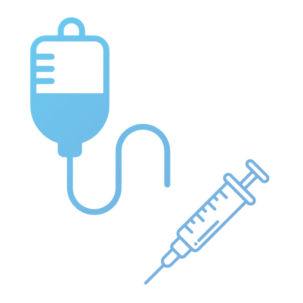 Image Of IV Drip Bag and Syringe, signifying Total of Treatments Administered