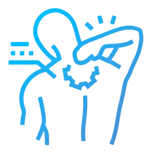 Symbol Depicting Pain Management, with a silhouette of a man stretching for his upper back