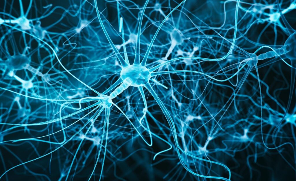 Image depiction of neurons connecting during tms of depression treatments