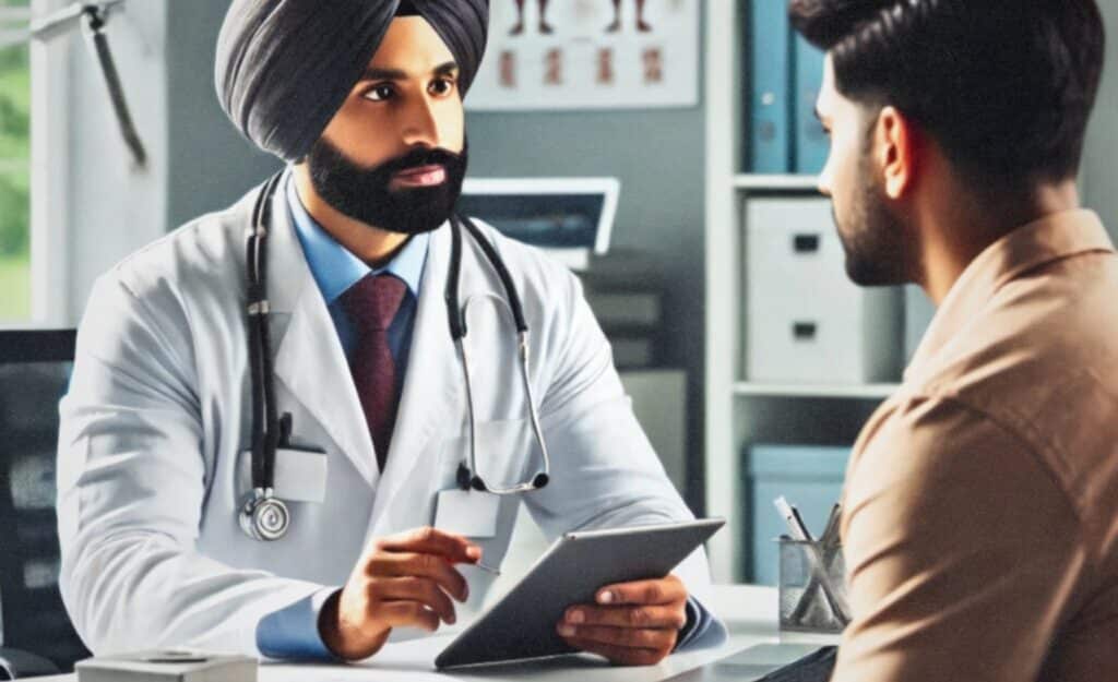 AI generated image of a doctor and patient meeting for a consultation about TMS/Ketamine combination therapy