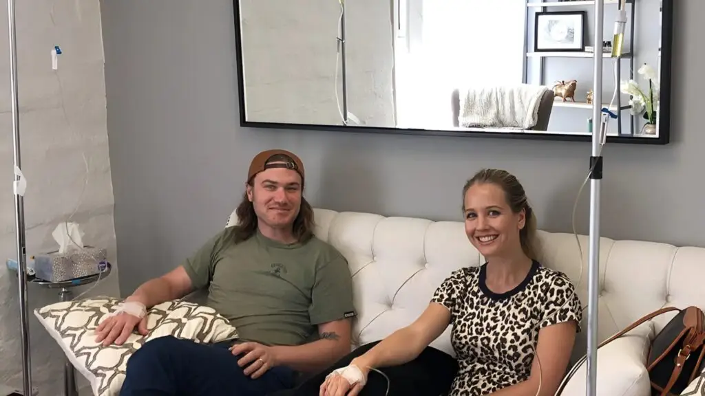 A couple in an IV drip therapy session at PointHealth in Los Angeles