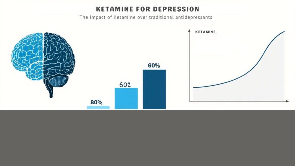 A comparison chart between ketamine and traditional antidepressants.