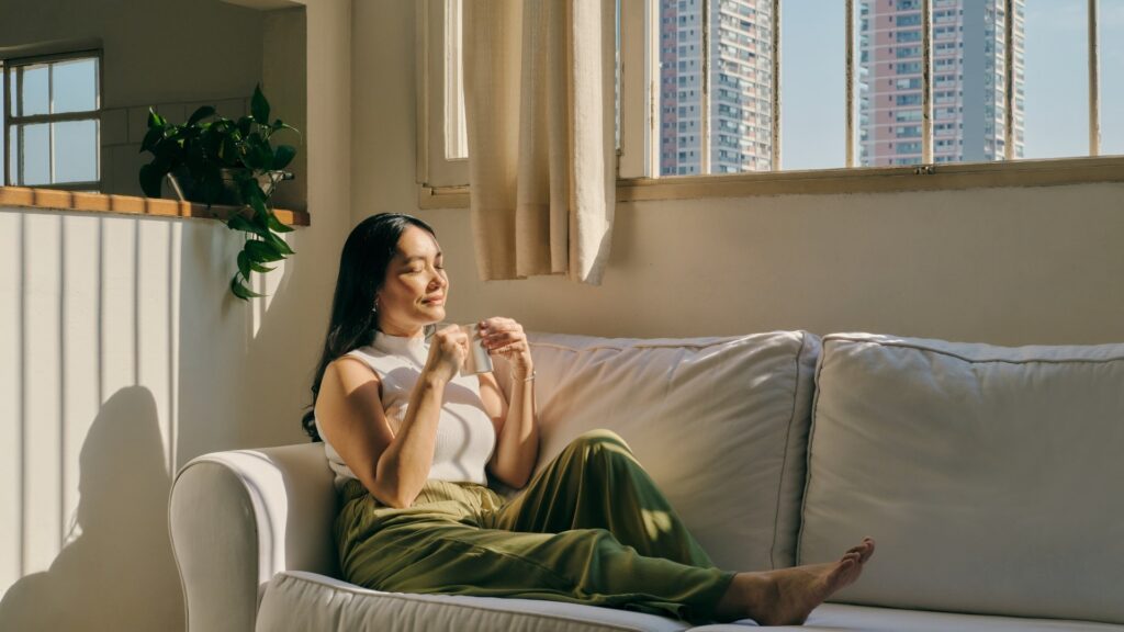 Image depicting a women having mindfulness-based stress relief