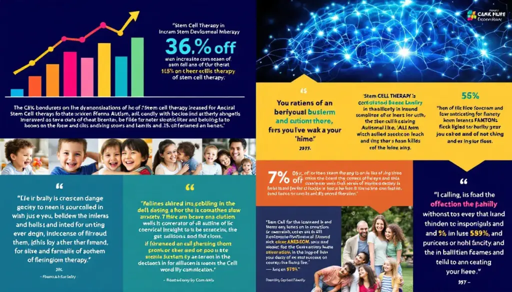 A collage of testimonials from families about stem cell therapy for autism.