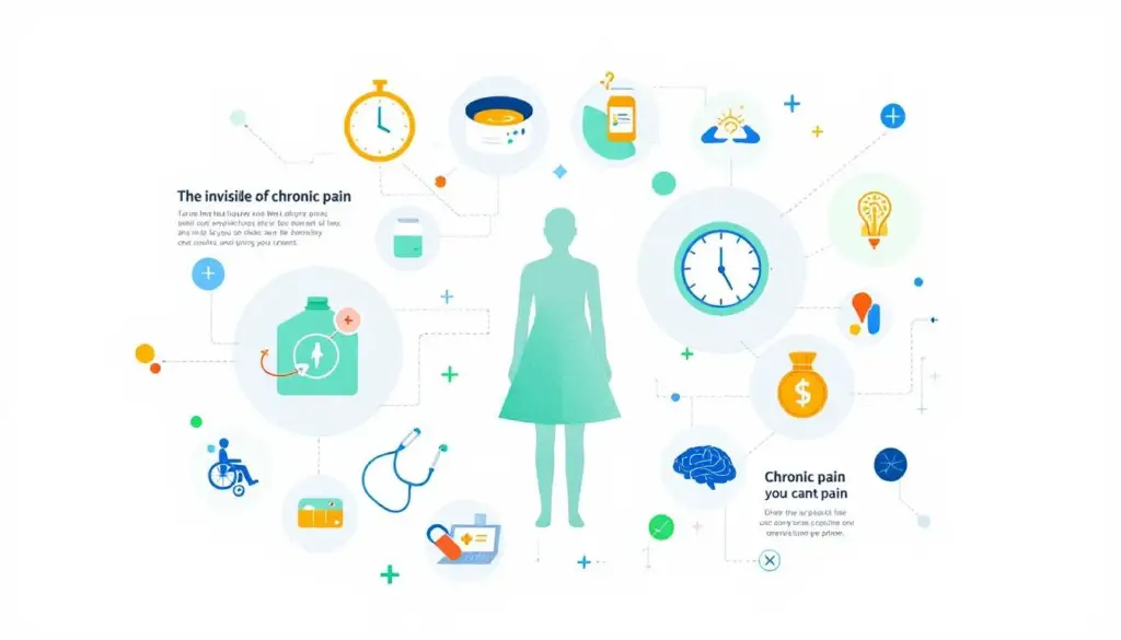 An illustration representing chronic pain and its impact on daily life.