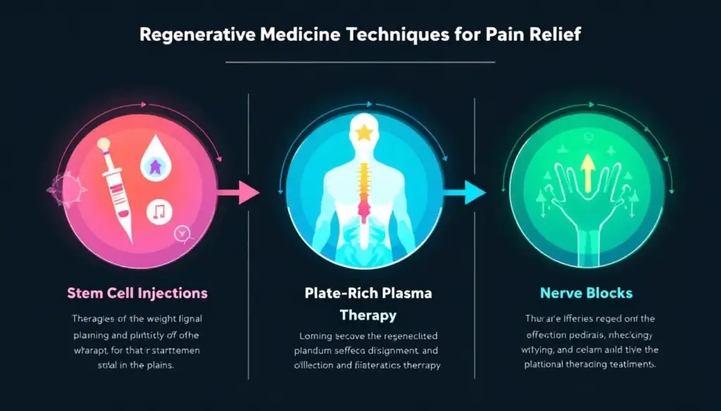 A depiction of regenerative medicine techniques being applied for pain relief.